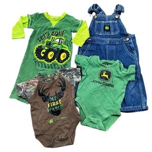 John Deere Bundle of 4 Overalls Outfit Onesies Size 3/6 Months
